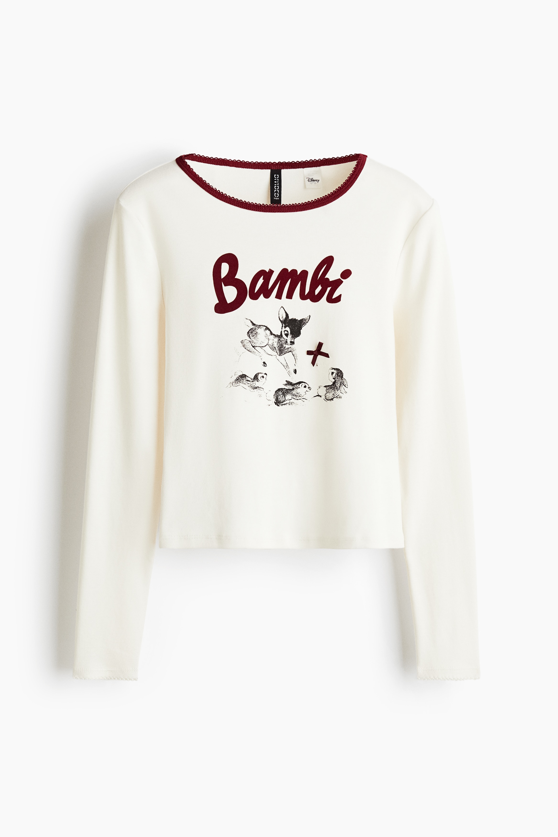 Cotton jersey top - White/Bambi/Dark green/Bambi