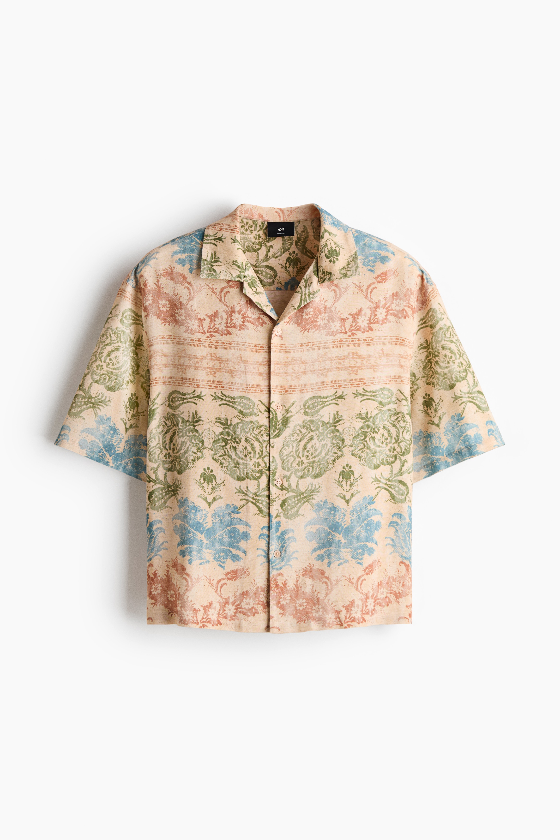 Camicia bowling fantasia Regular Fit - Beige polvere/fiori