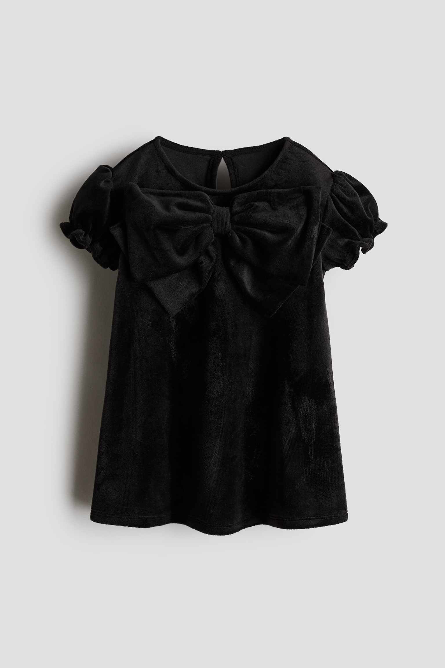 Bow-detail velour dress - ブラック/ダークレッド - 1