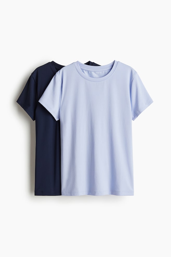 2-pack sports tops with DryMove™ - Light beige/Navy blue/Turquoise/Black/Light yellow/Grey marl - 1