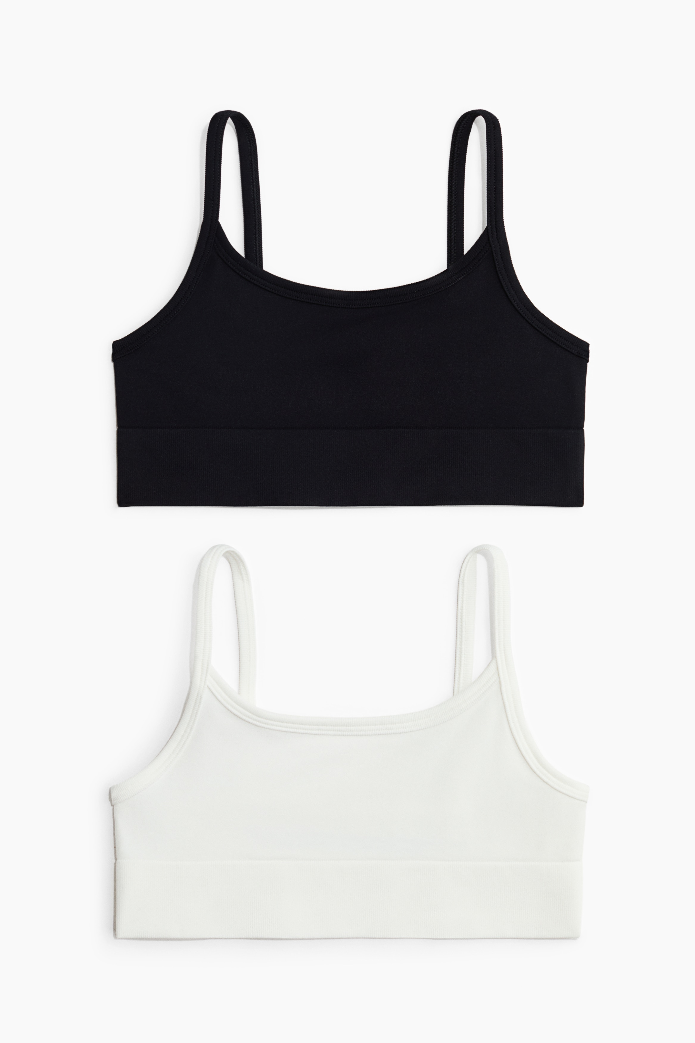 H&M Move - Tytöt - Musta/Valkoinen 2 kpl seamless-treenitoppeja DryMove - Size: 146/152 (10-12Y)