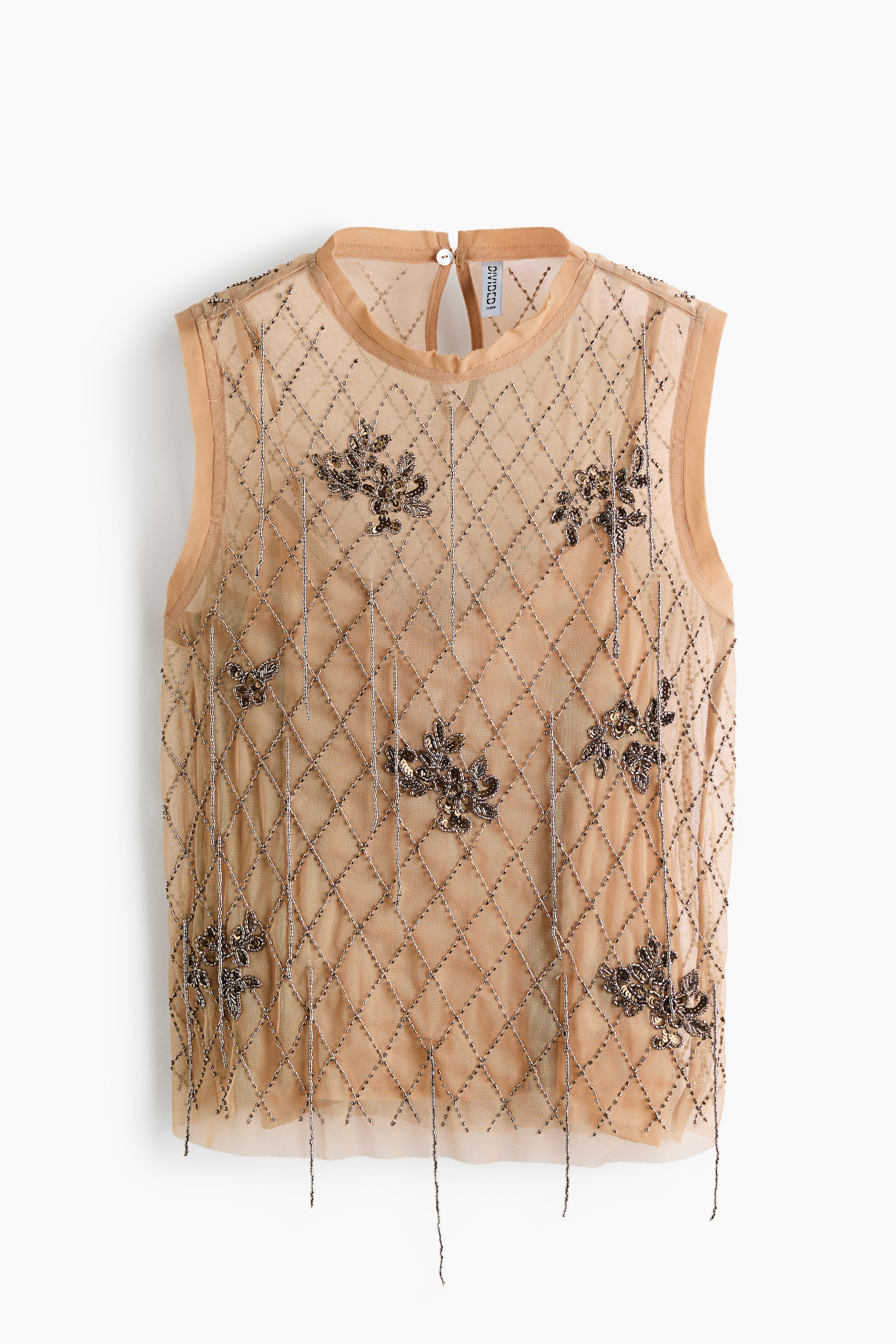 Женский топ H&M Embellished layered, цвет: Бежевый / Серебряный