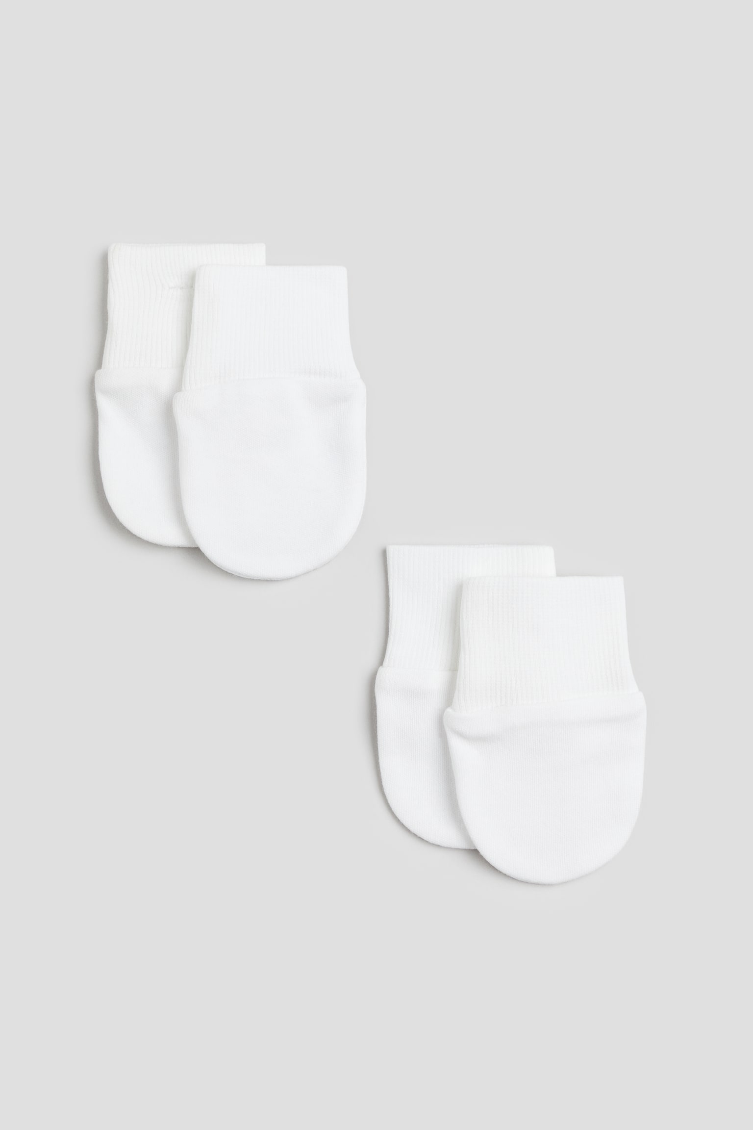 2-pack cotton jersey scratch mittens - White - 1