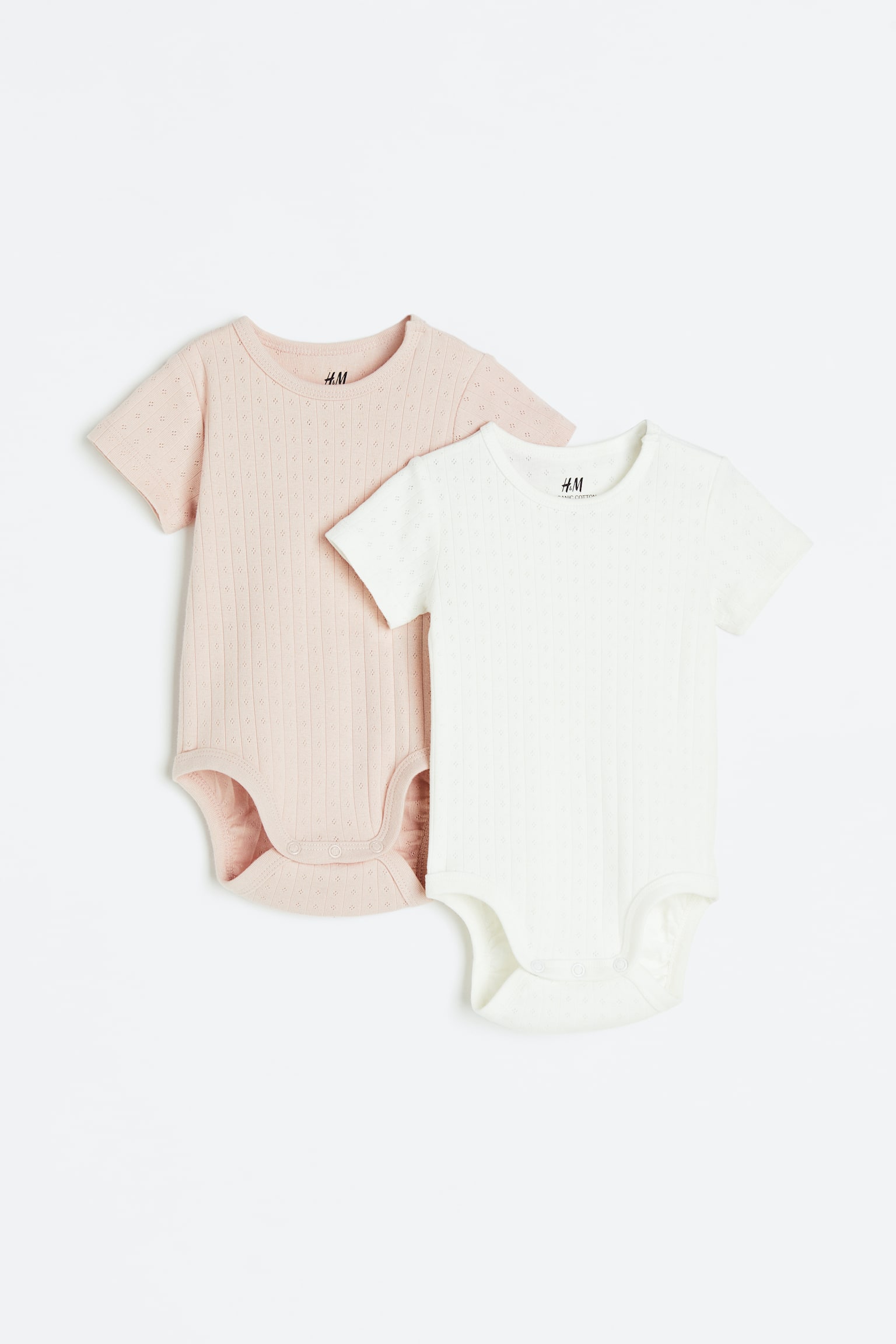 2-pack pointelle bodysuits - Powder pink/White/Grey marl/White/Dusty pink/Light beige/Light dusty green/Cream - 1