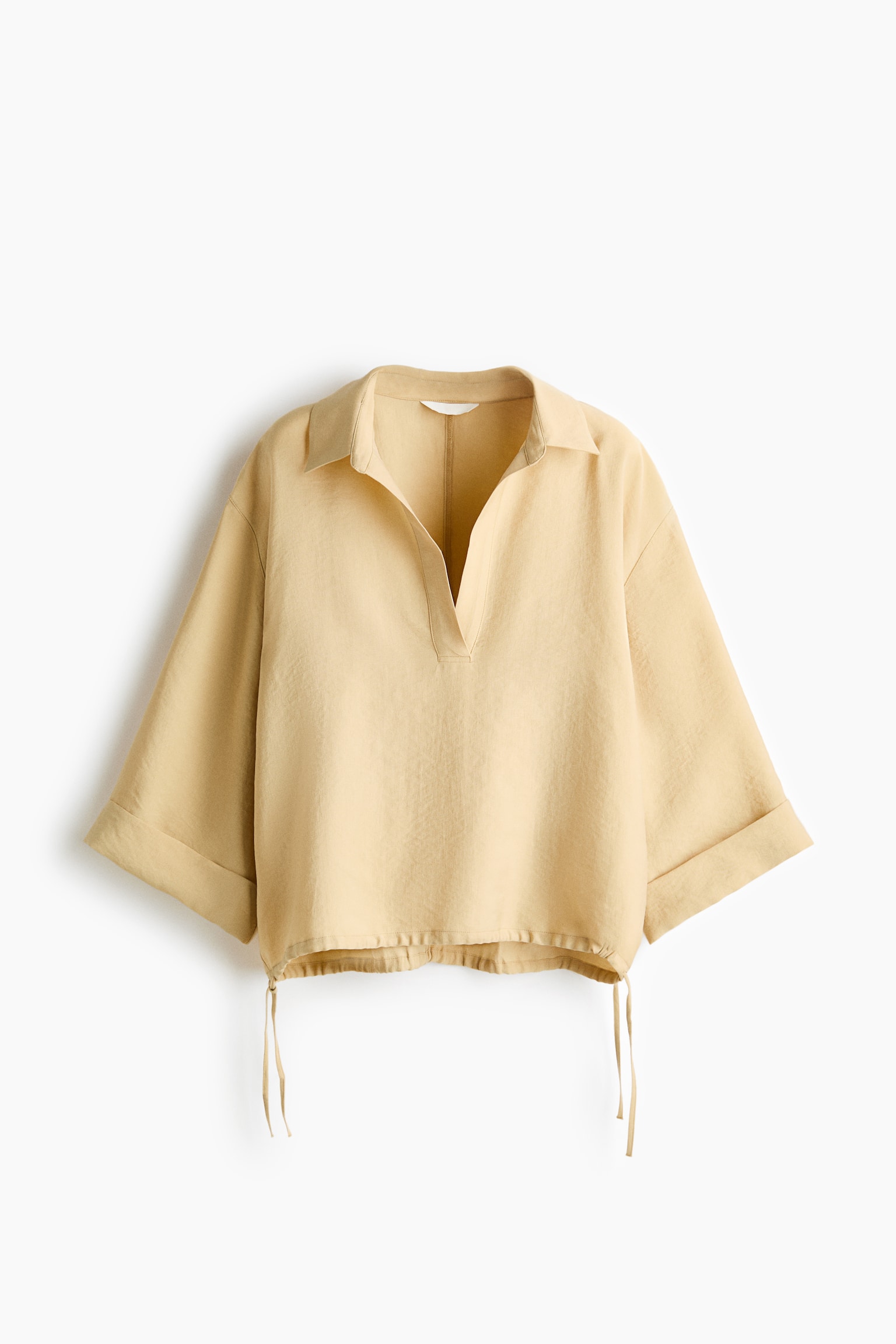Oversized blouse van lyocellmix - Lichtbeige