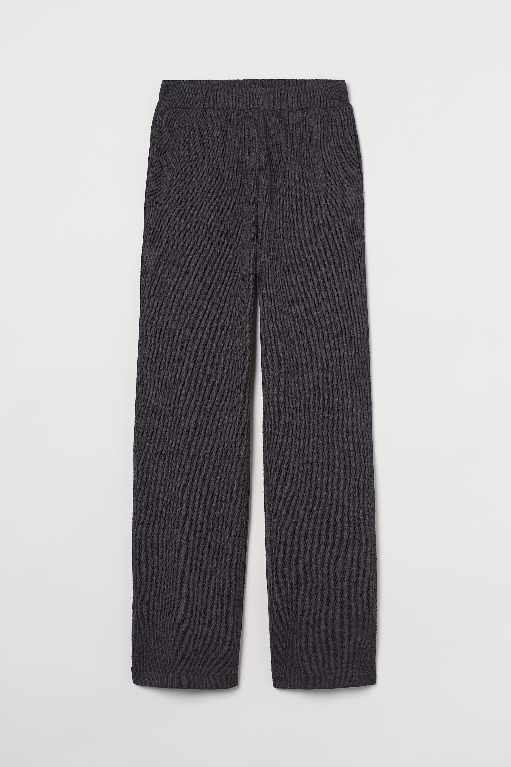 Slub-knit trousers - High waist - Long - Dark grey - Ladies | H&M GB