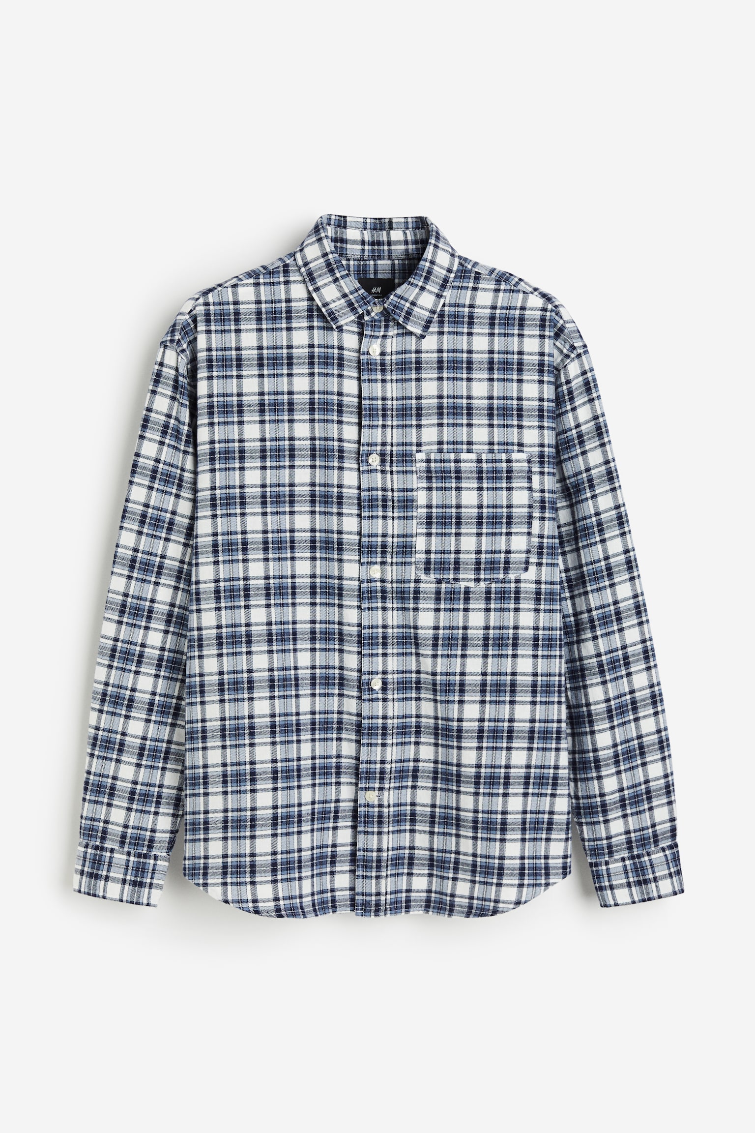 Loose Fit Flannel Shirt - Blue/Check/Black/Brown check - 2