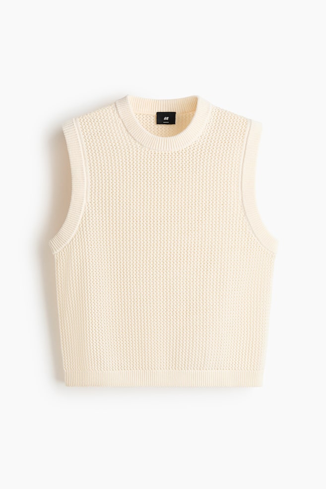 Regular-Fit Open-Knit Sweater Vest - Light beige - 1