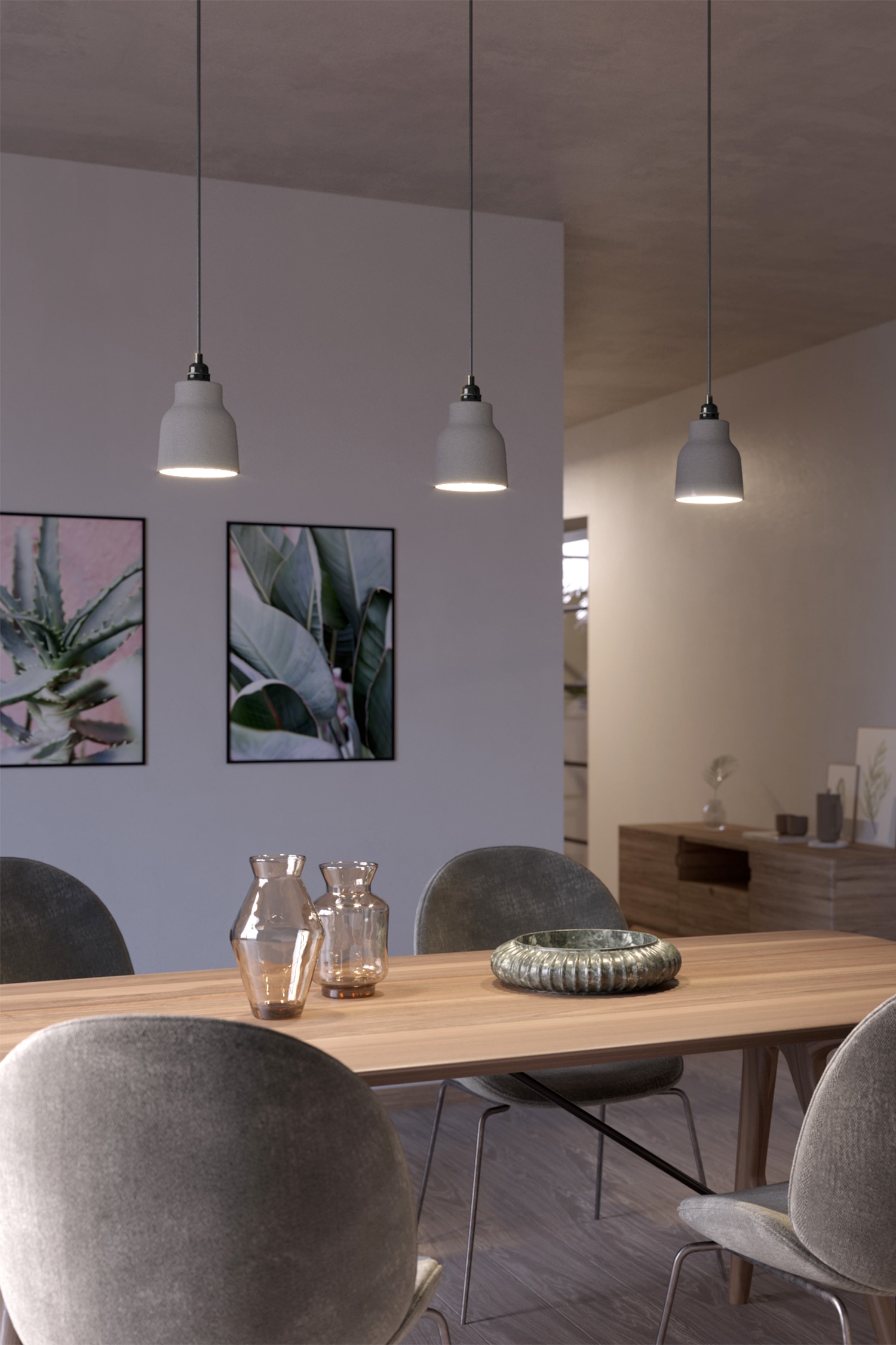 Lampe Mit Vasenschirm - Perlschwarz