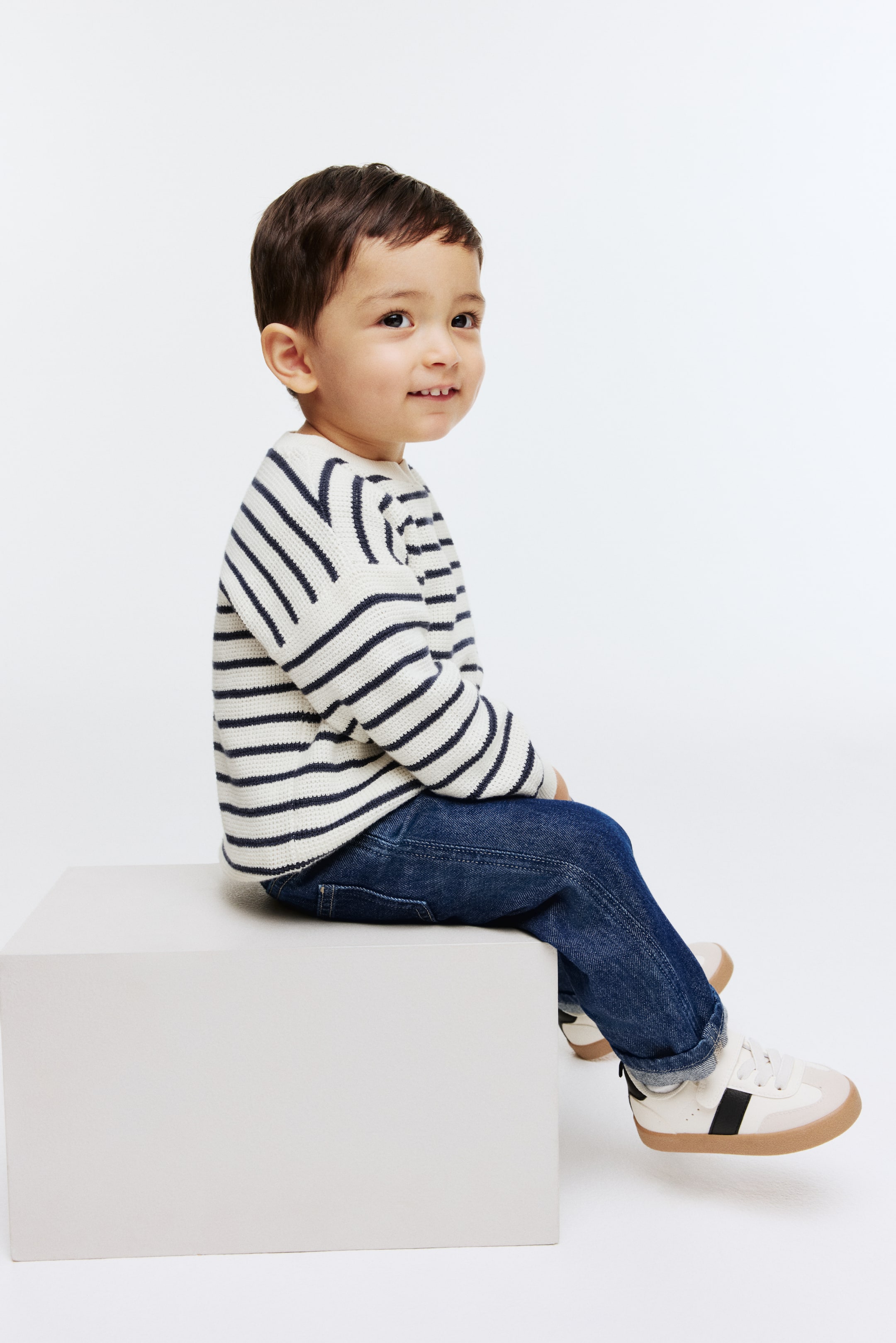 Ver imagen más grande: Jersey de algodón - Blanco/Rayas azul marino - NIÑOS | H&M ES 3
