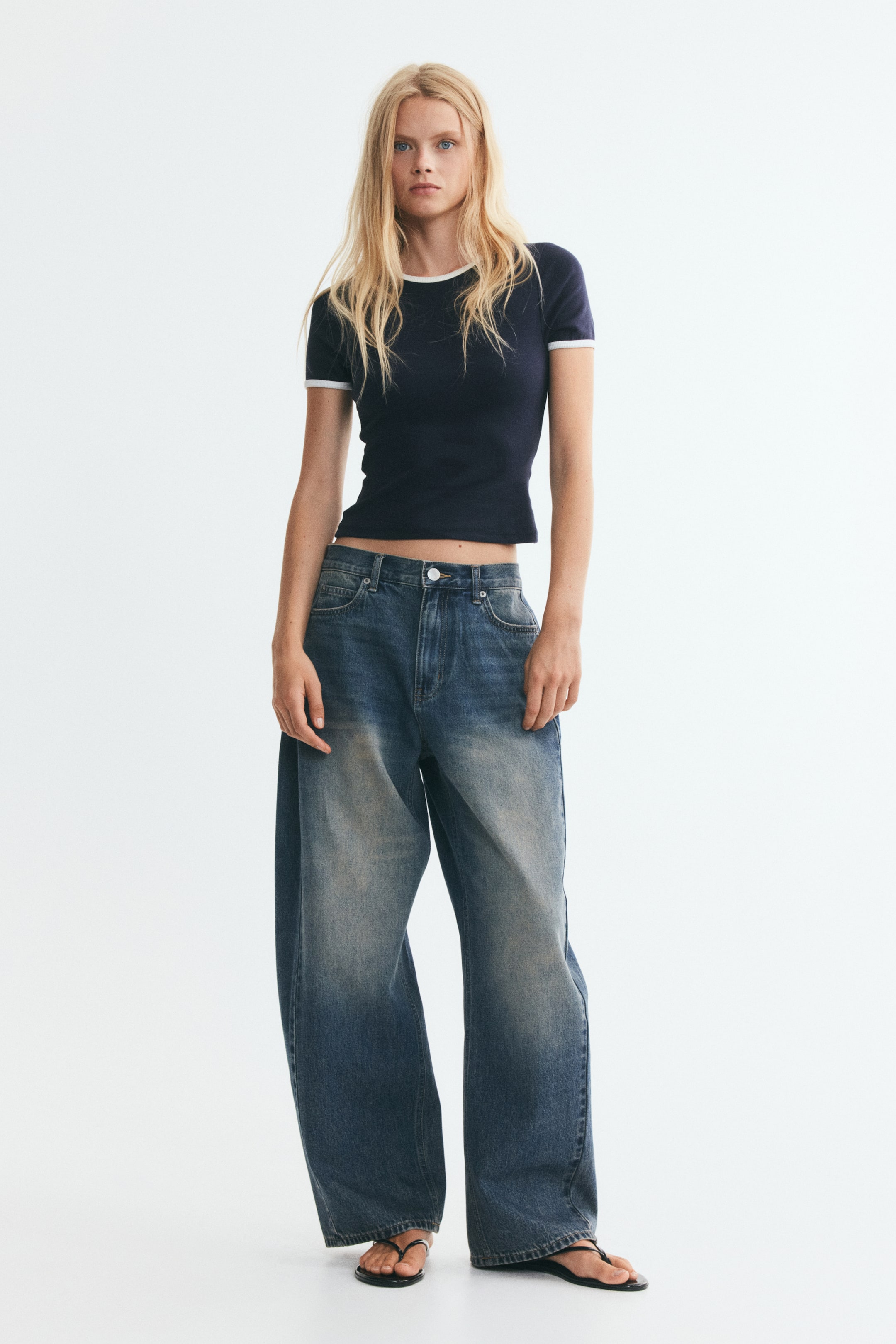Barrel-Leg Regular-Waist Jeans