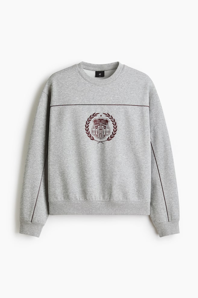 Sweatshirt in Loose Fit - Graumeliert/Dunkelblau - 1