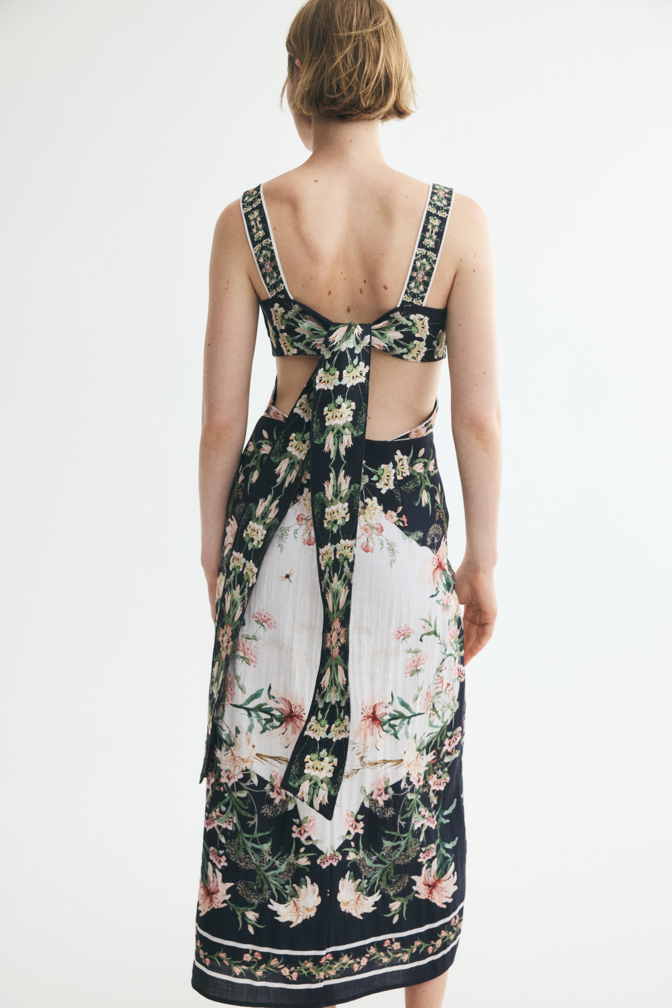 Tie-Detail Cutout Dress