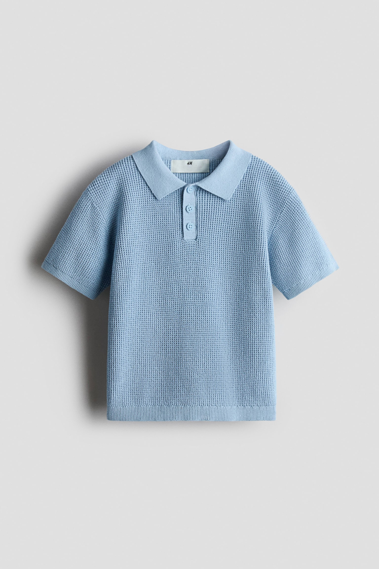 Cotton-knit polo shirt - Dusty blue/Light dusty blue