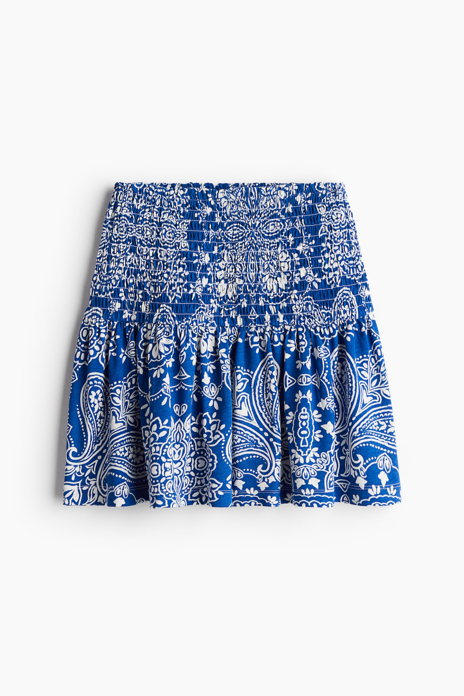 Smock Waist Skirt - Bright blue/Paisley pattern - 2