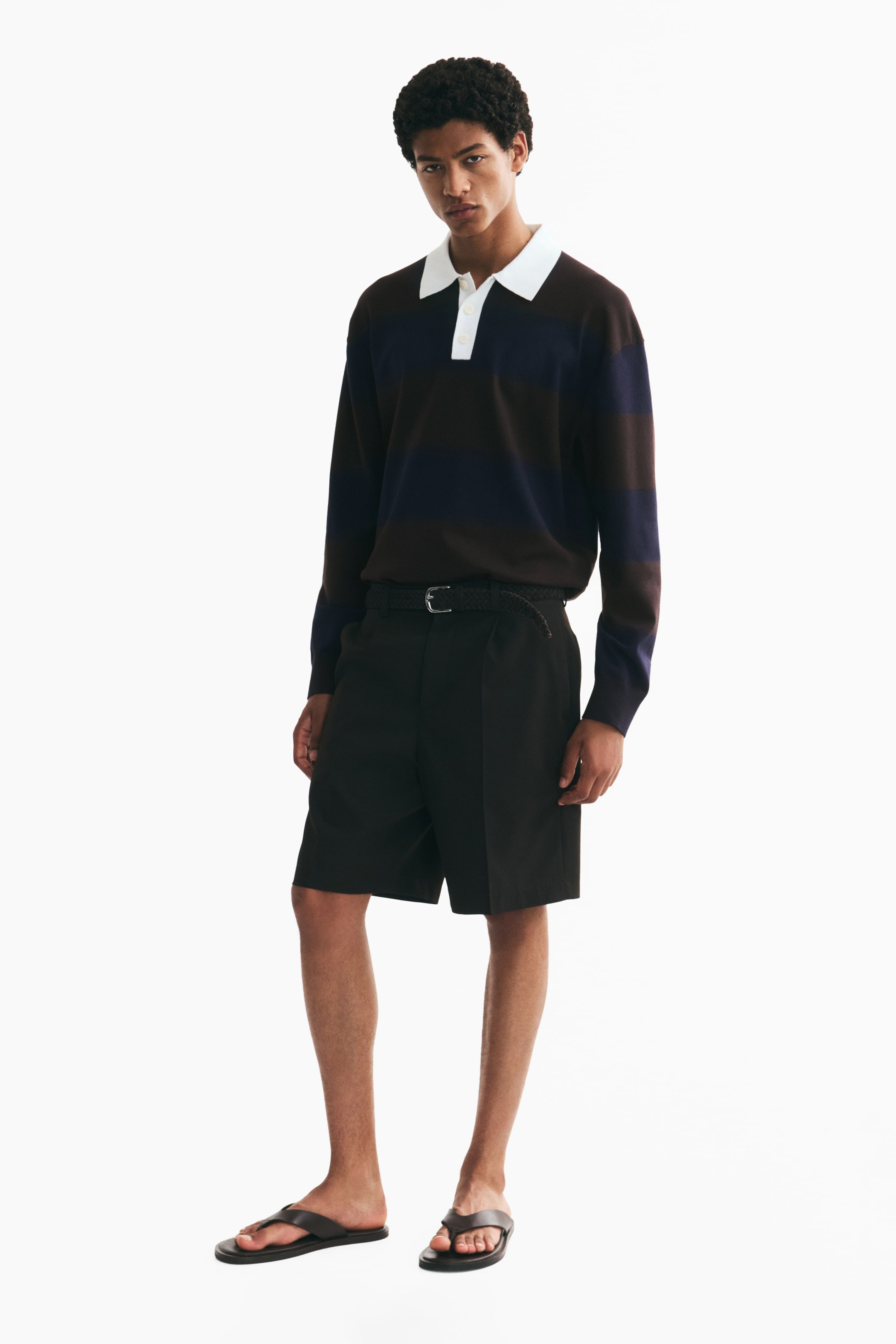 Loose-Fit Knit Polo Sweater