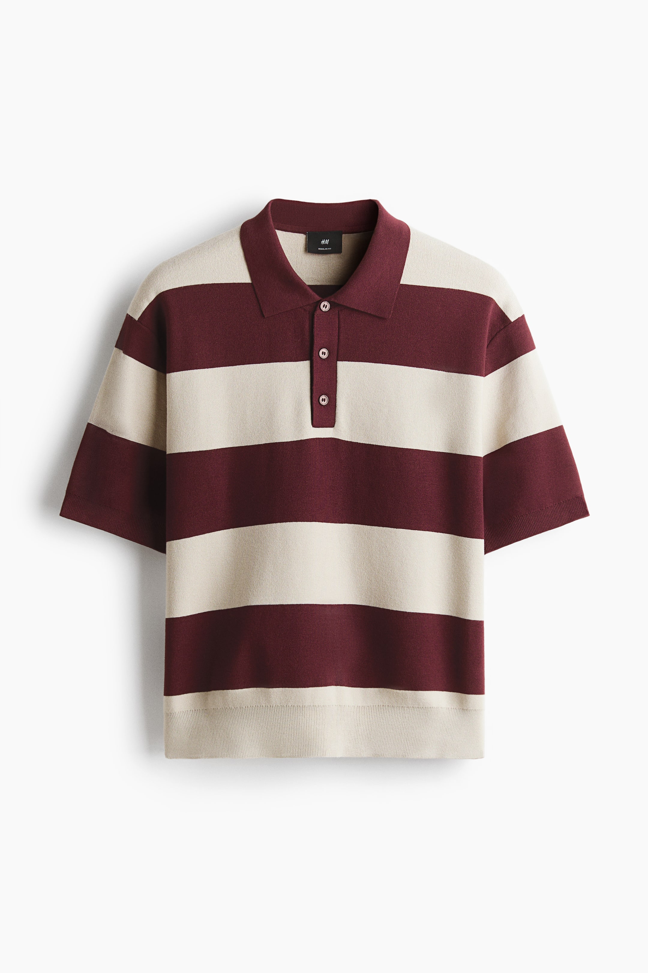 View larger image: Regular Fit Polo shirt - Burgundy/Striped - Men | H&M US 1