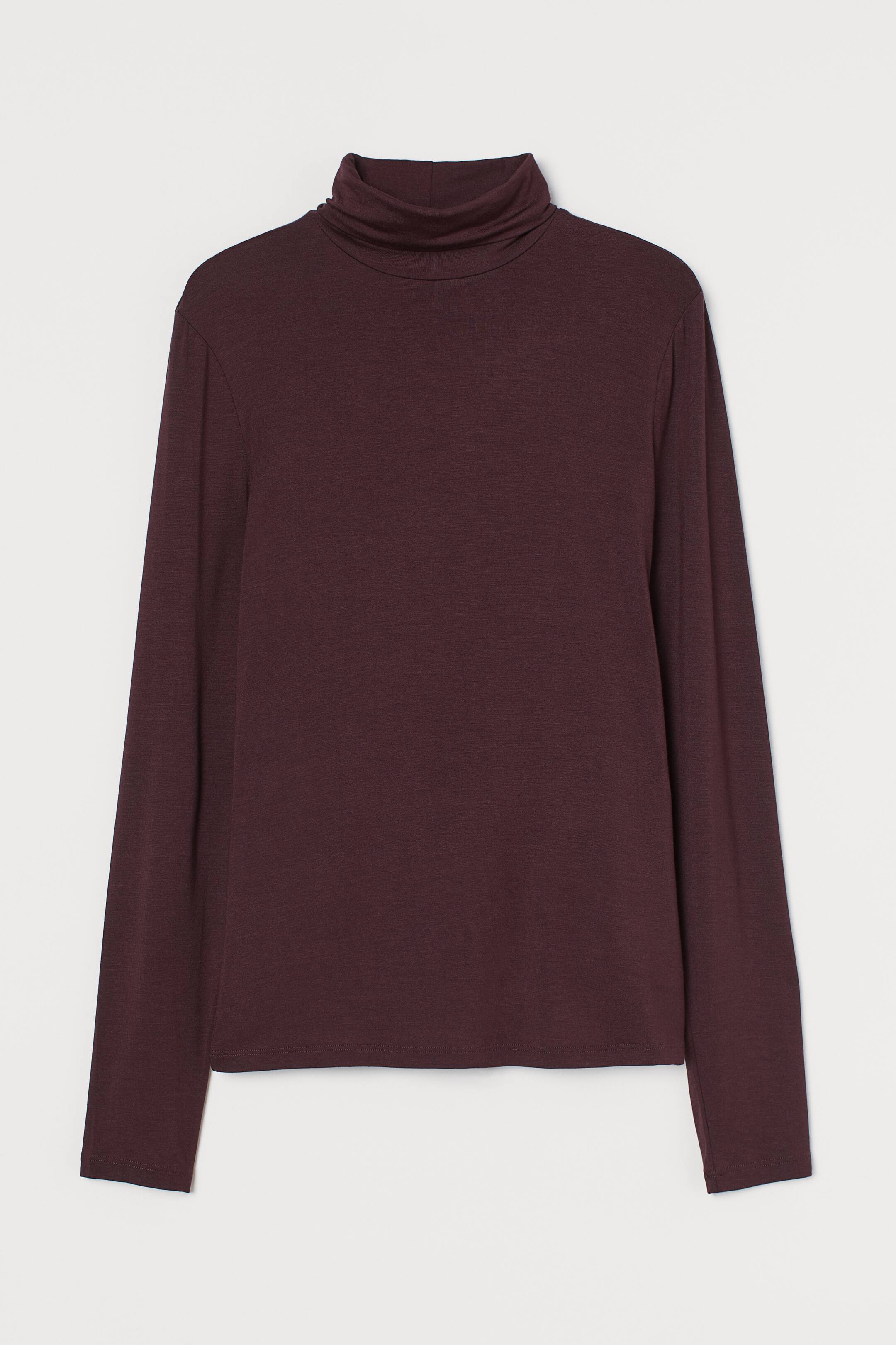 View larger image: Modal polo-neck top - Burgundy - Ladies | H&M 1