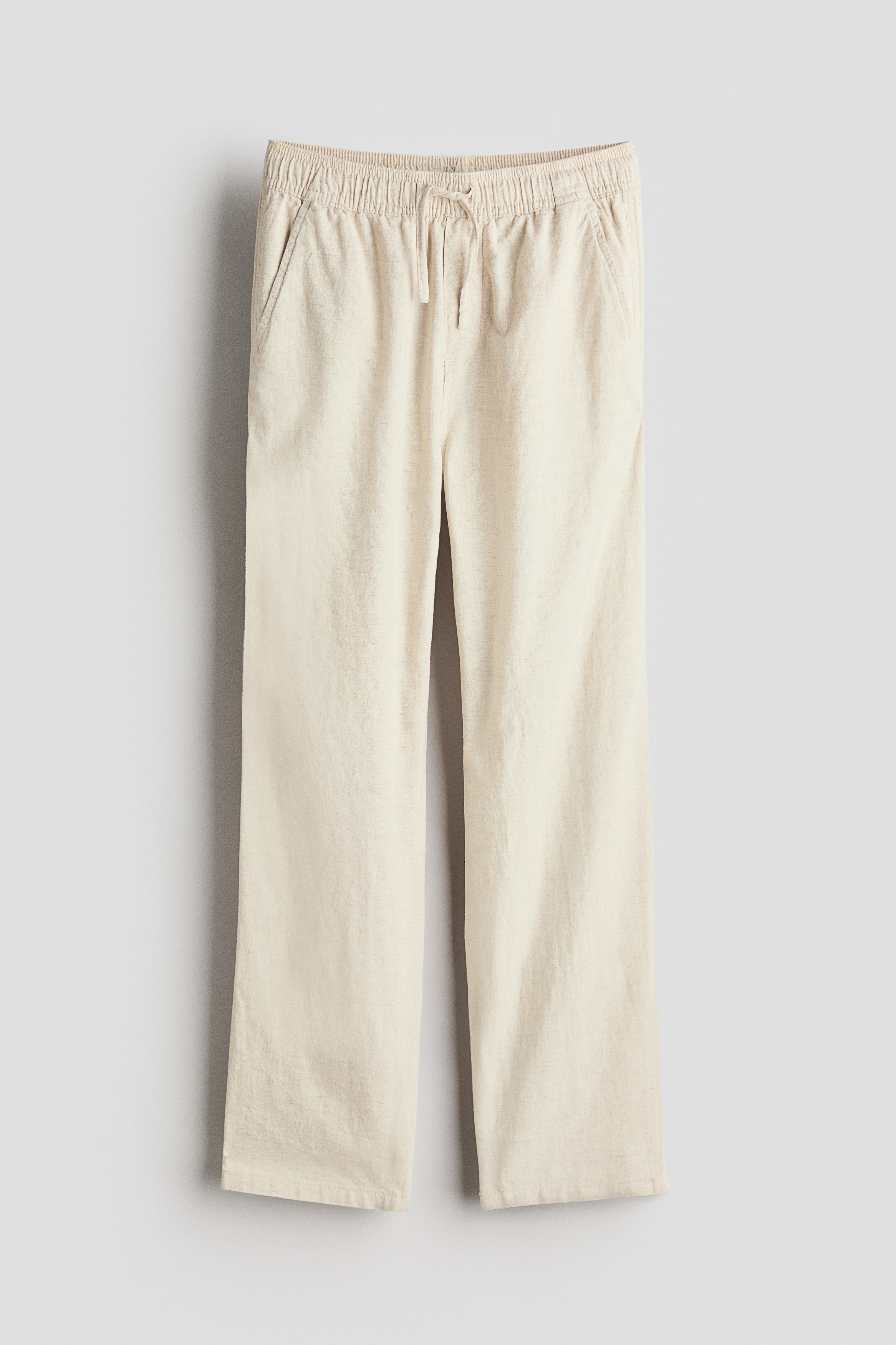 Linen-Blend Pants - Light beige