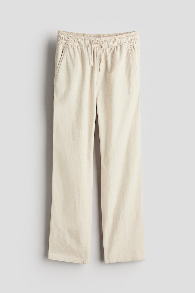 Pantalon en lin mélangé - Beige clair/Crème/Vert kaki - 1