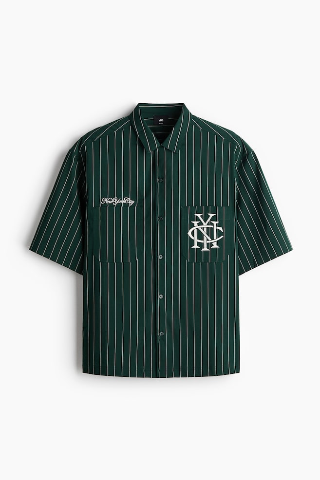 Regular-Fit Embroidered-Motif Shirt - Dark green/striped/White/striped - 1