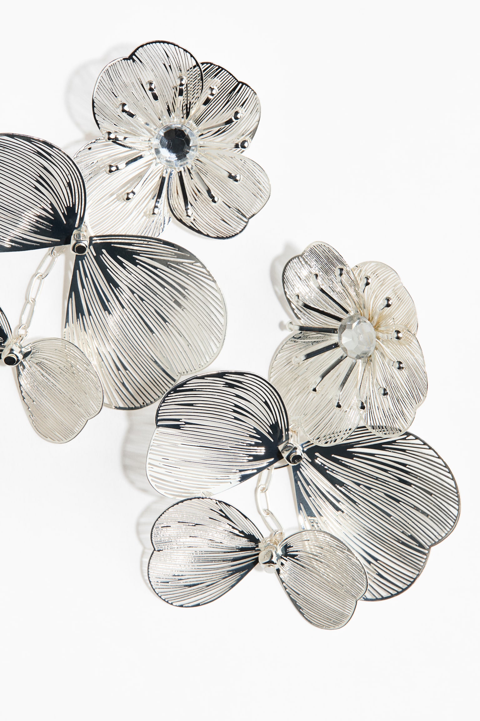 플라워 댕글 이어링 - 실버 컬러 - 2