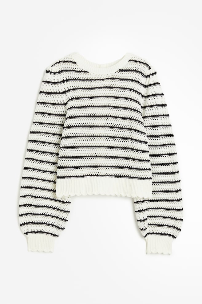 Hole-knit open-backed jumper - White/Black striped/White - 2
