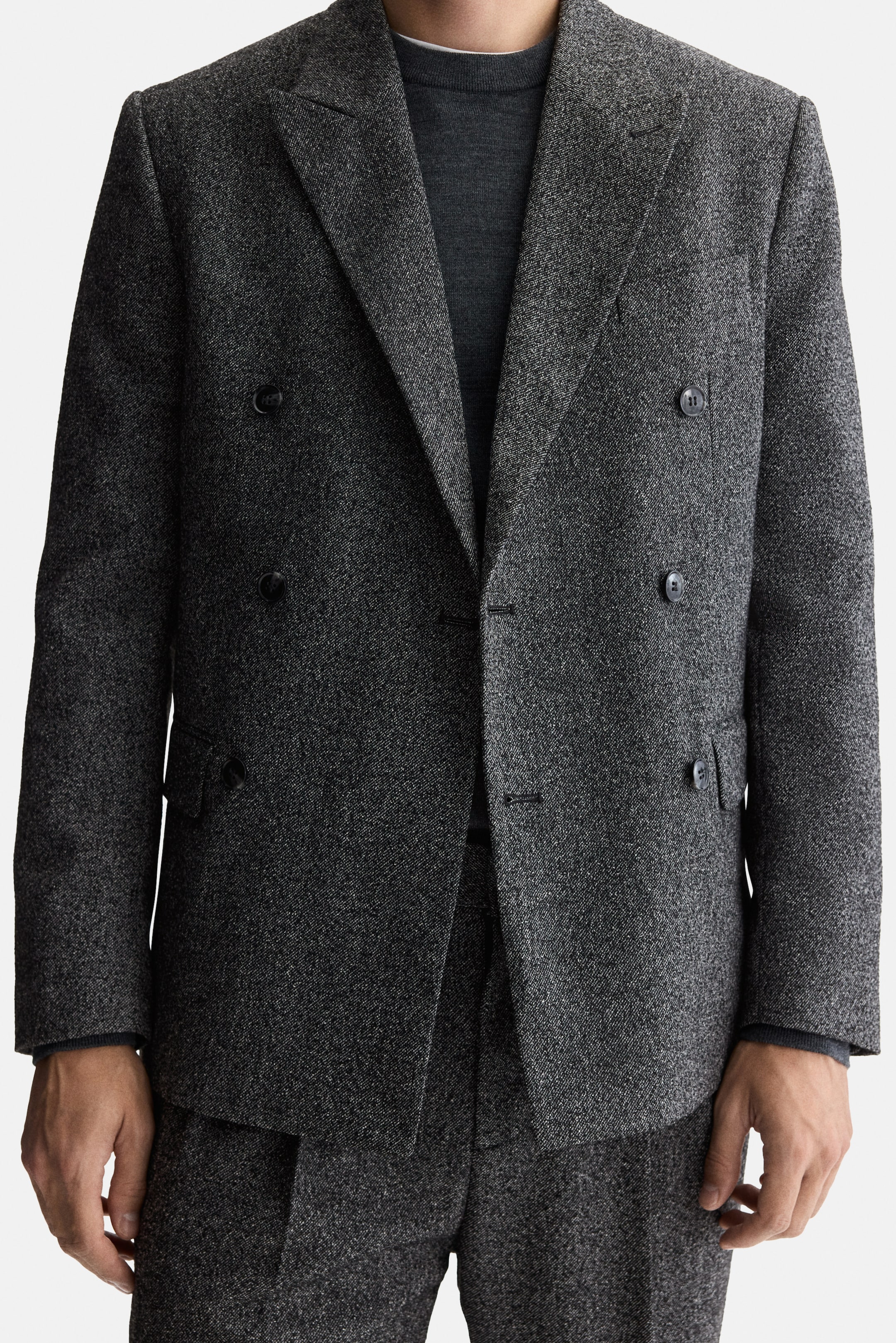 Ampliar la imagen: Saco Regular Fit de botonadura doble - Gris jaspeado oscuro - Men | H&M MX 2