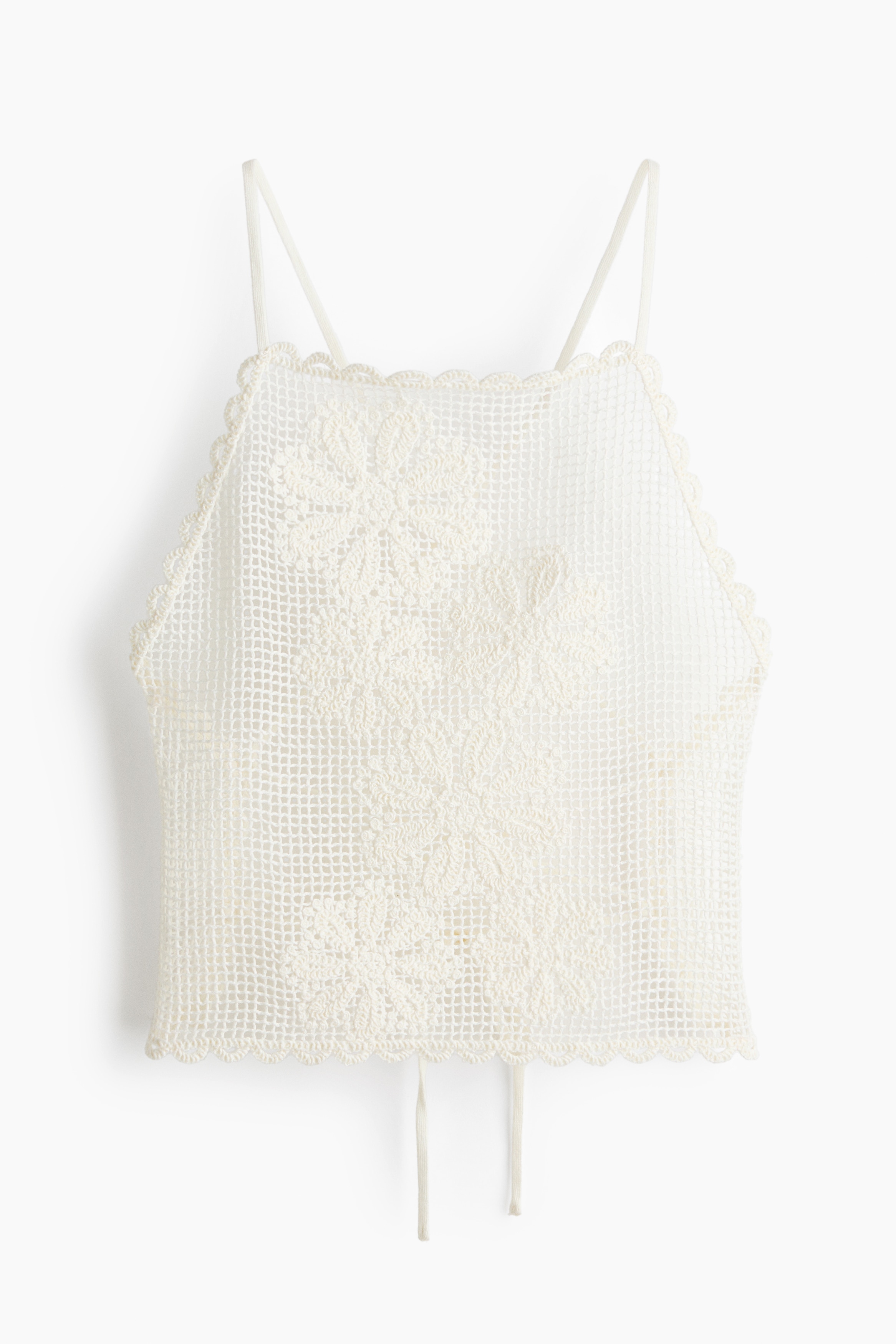 Top playero con apariencia de crochet - Blanco