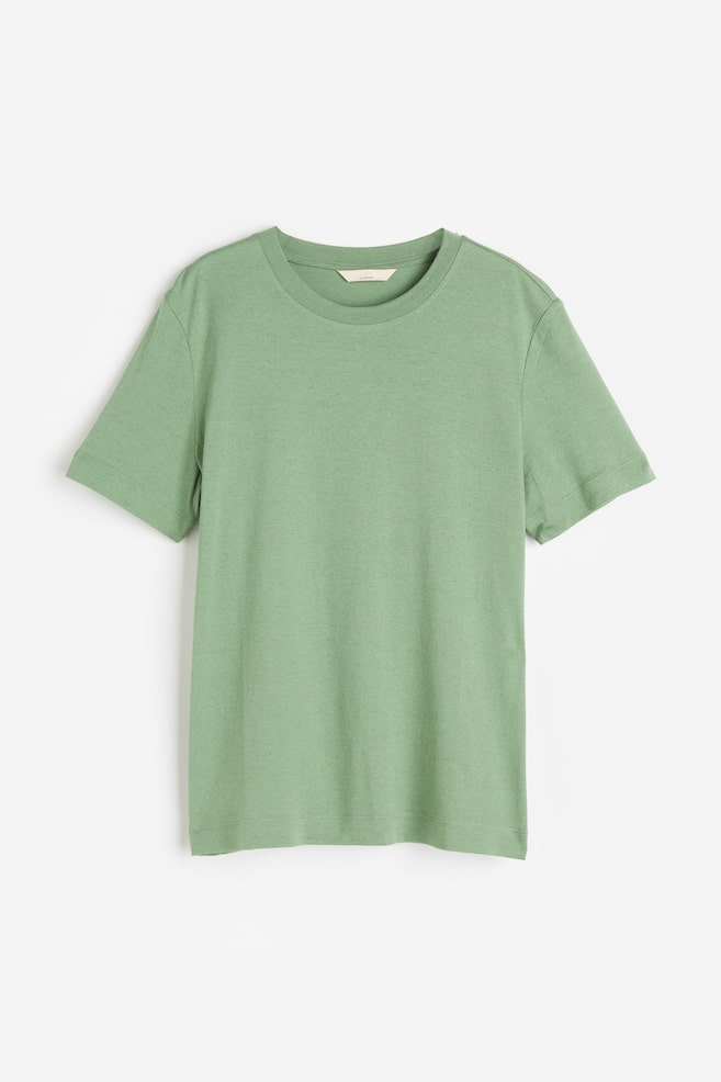 T-shirt i silkemiks - Tåkegrønn/Hvit/Rød/Syrin - 2