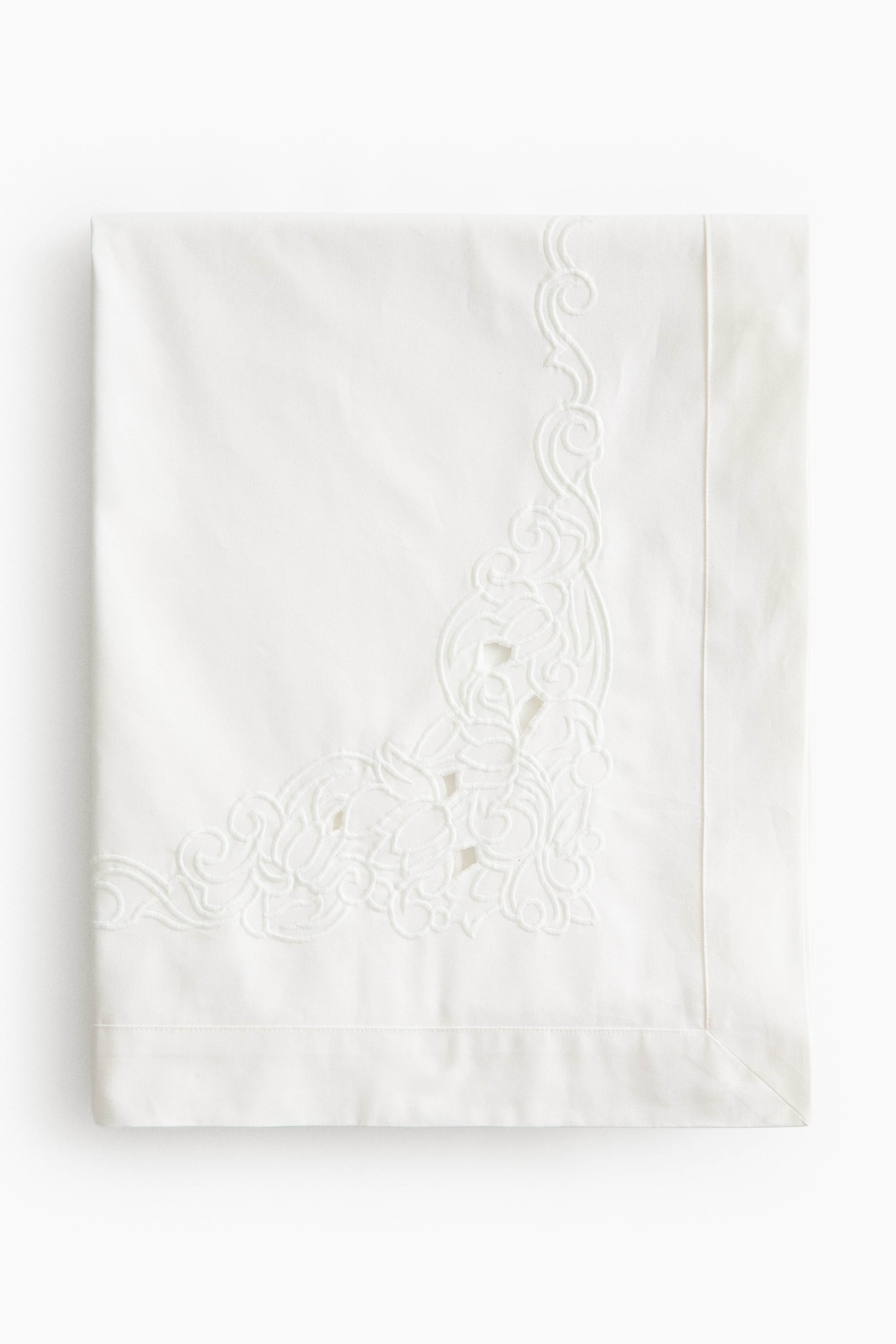 Embroidered-Detail Tablecloth - White