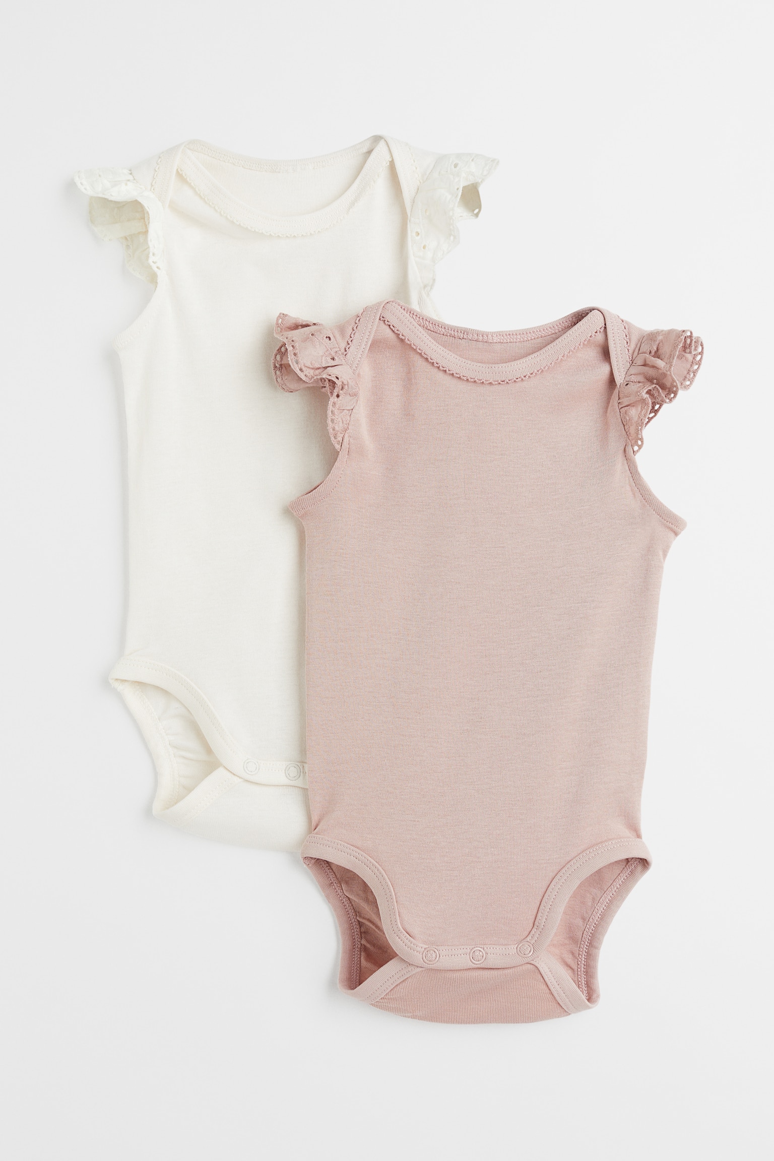 2-pack picot-trim bodysuits - White/Old rose - 1