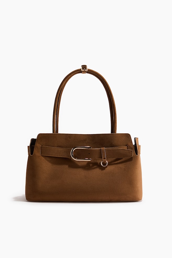 Strap-detail tote bag - Brown - 1