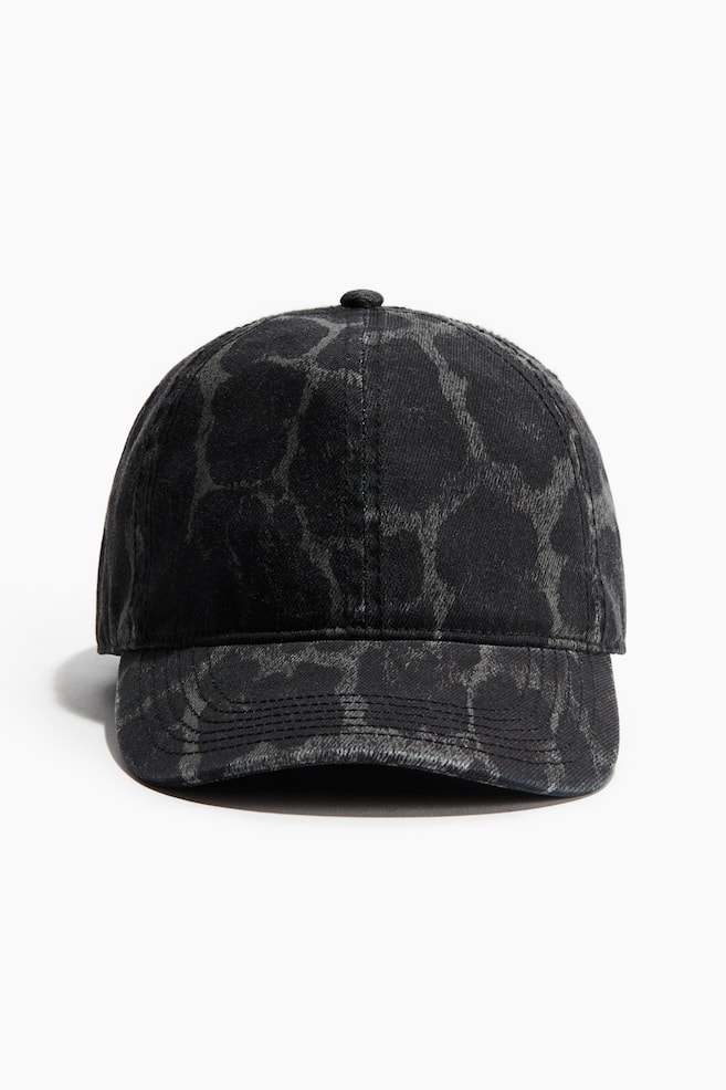 Casquette en sergé délavé - Gris foncé/imprimé léopard - 1