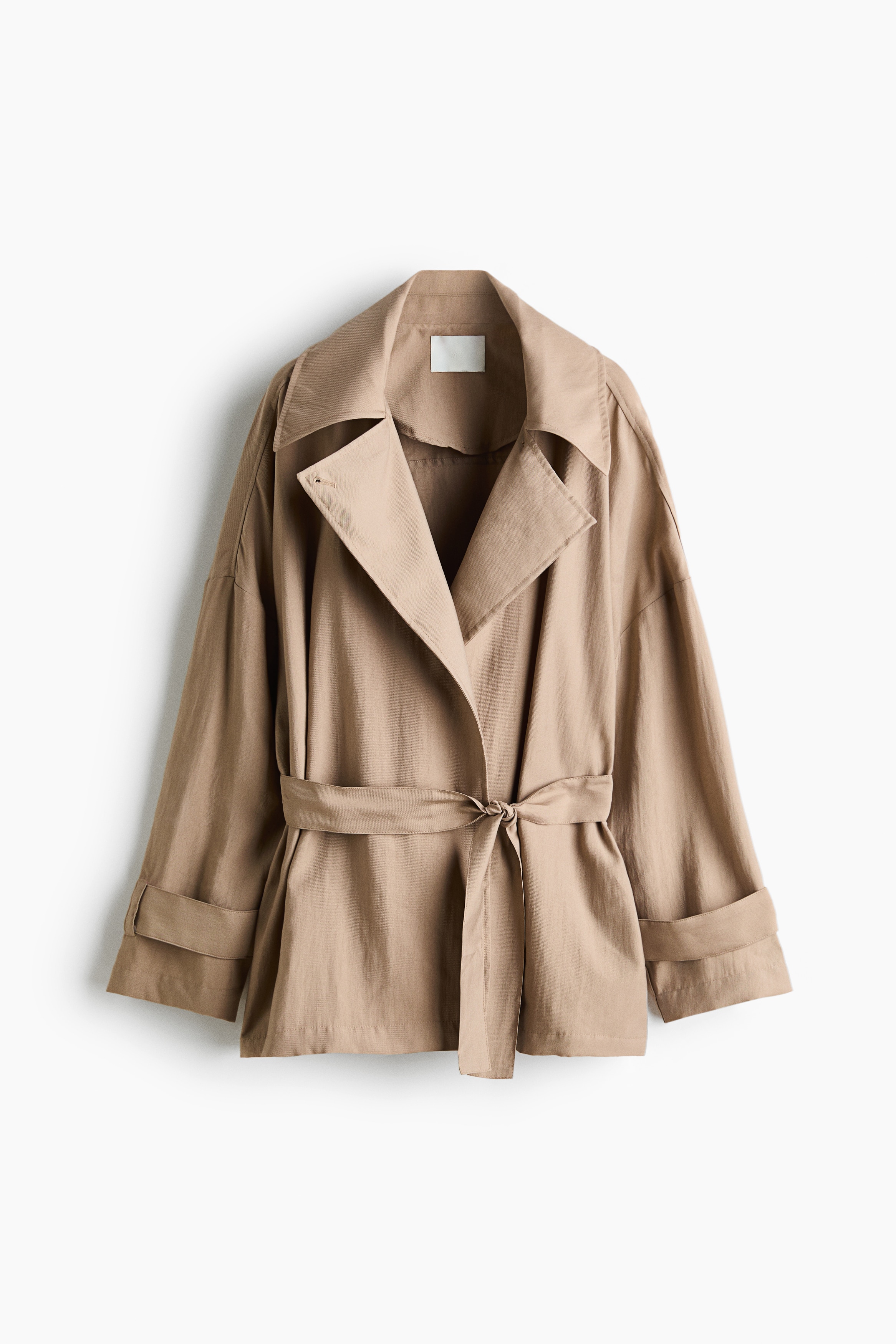 Short lyocell-blend trench coat - Beige