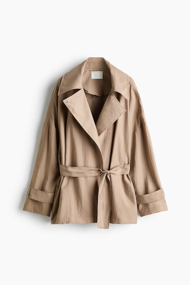 Trenchjacke aus Lyocell-Mischgewebe - Beige/Dunkelgrau - 1