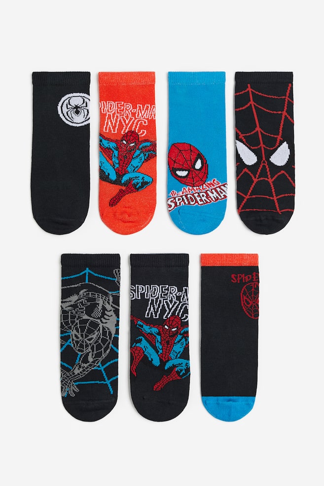 7er-Pack Socken - Schwarz/Spiderman/Dunkelgrün/Pokémon/Blau/Superman/Dunkelblau/Spiderman/Gelb/Pokémon/Dunkelblau/Spiderman - 1