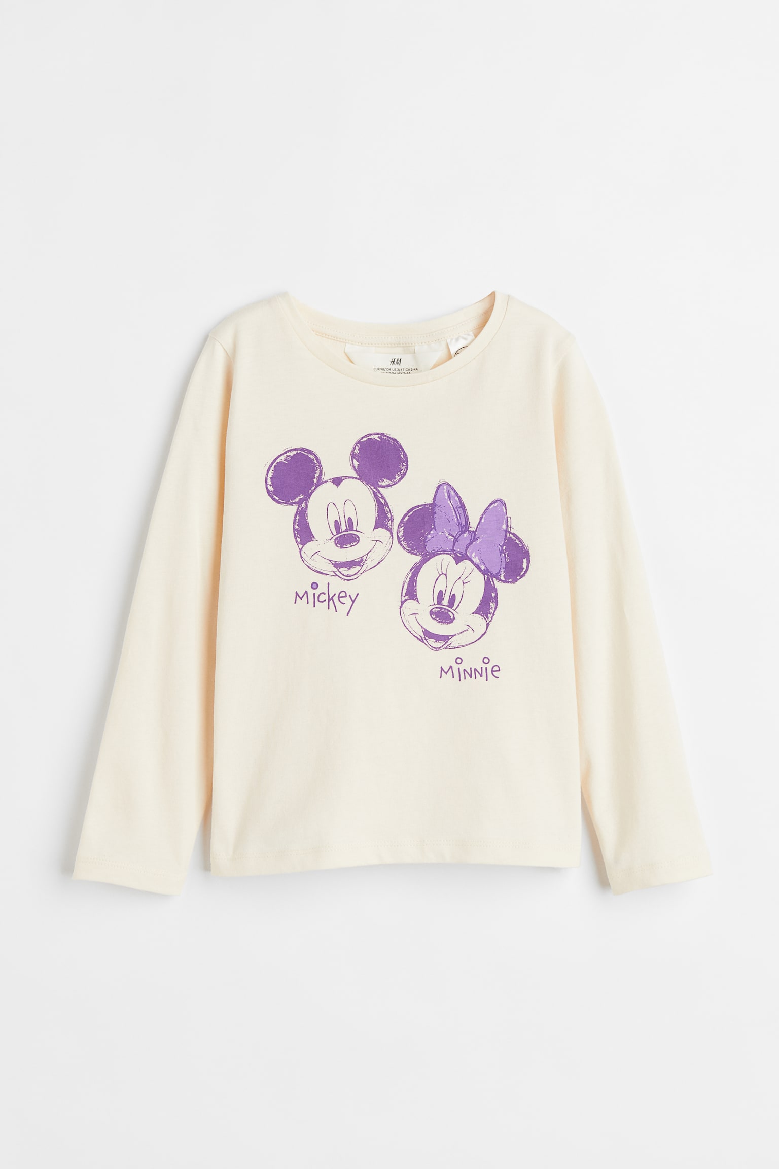 Printed cotton jersey top - Light beige/Minnie Mouse - 1