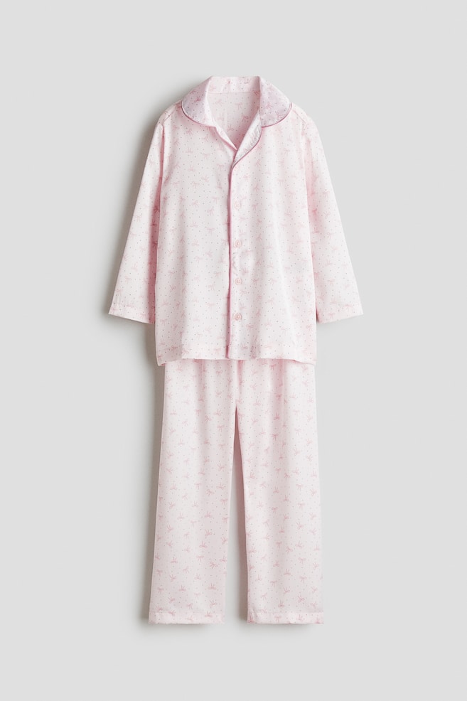 Printed satin pyjamas - Light pink/Bows/White/Teddy bears - 1