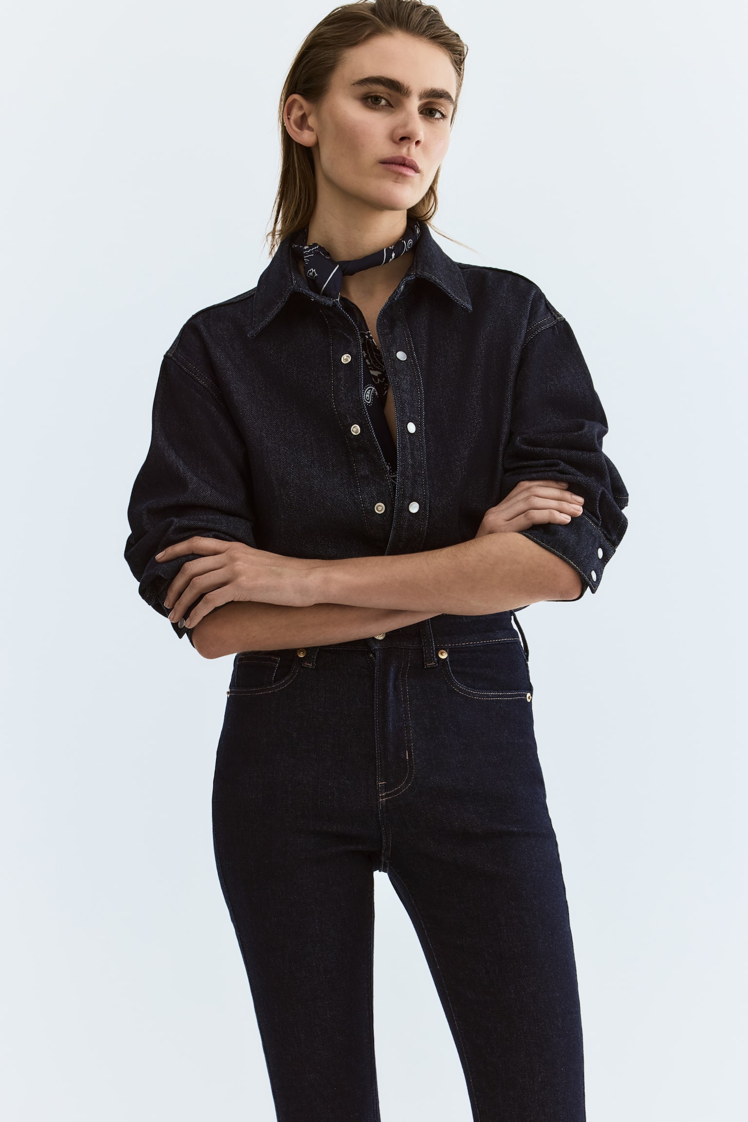 Skinny High Waist Jeans - כחול ג'ינס כהה/שחור ג'ינס/כחול ג'ינס/שחור/כחול ג'ינס/לבן/כחול ג'ינס בהיר - 5