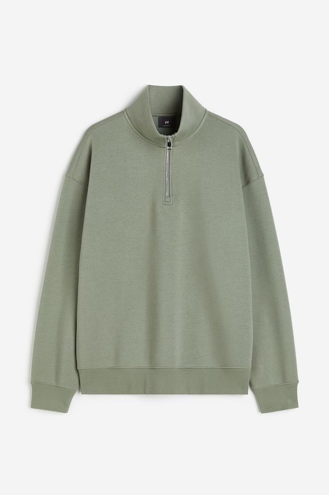 Relaxed Fit Zip-top sweatshirt - Green/Black - 2
