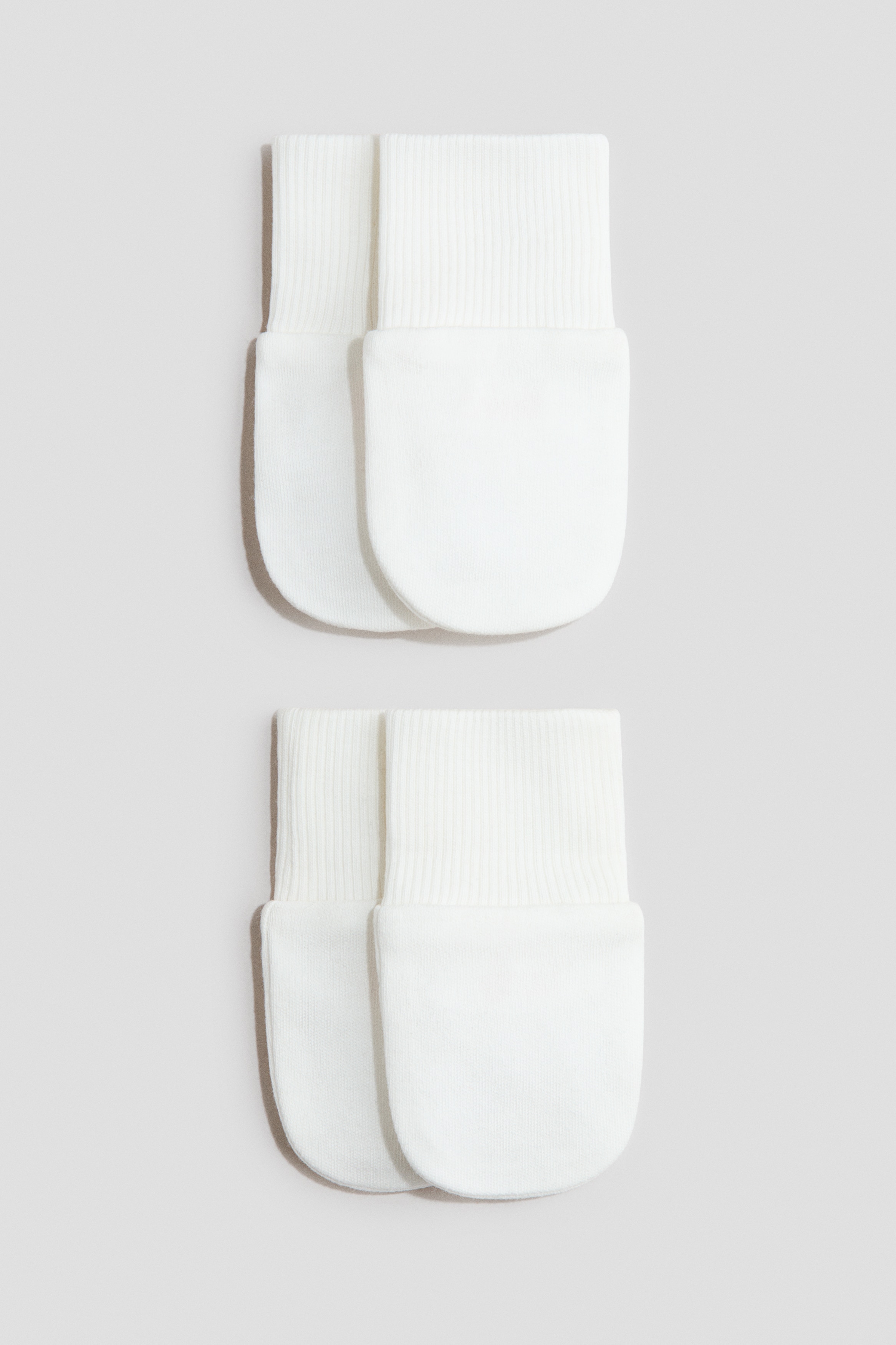 White 2-pack Cotton Jersey Scratch Mittens for kids | H&M CA