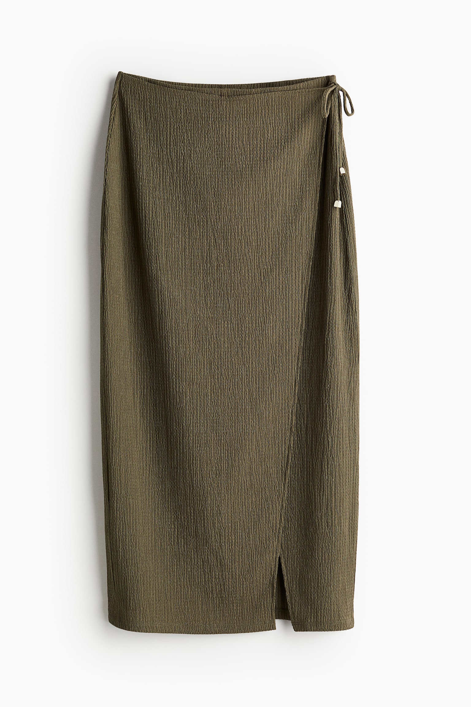 Crinkled Wrap Skirt - Dark khaki green/Black - 2