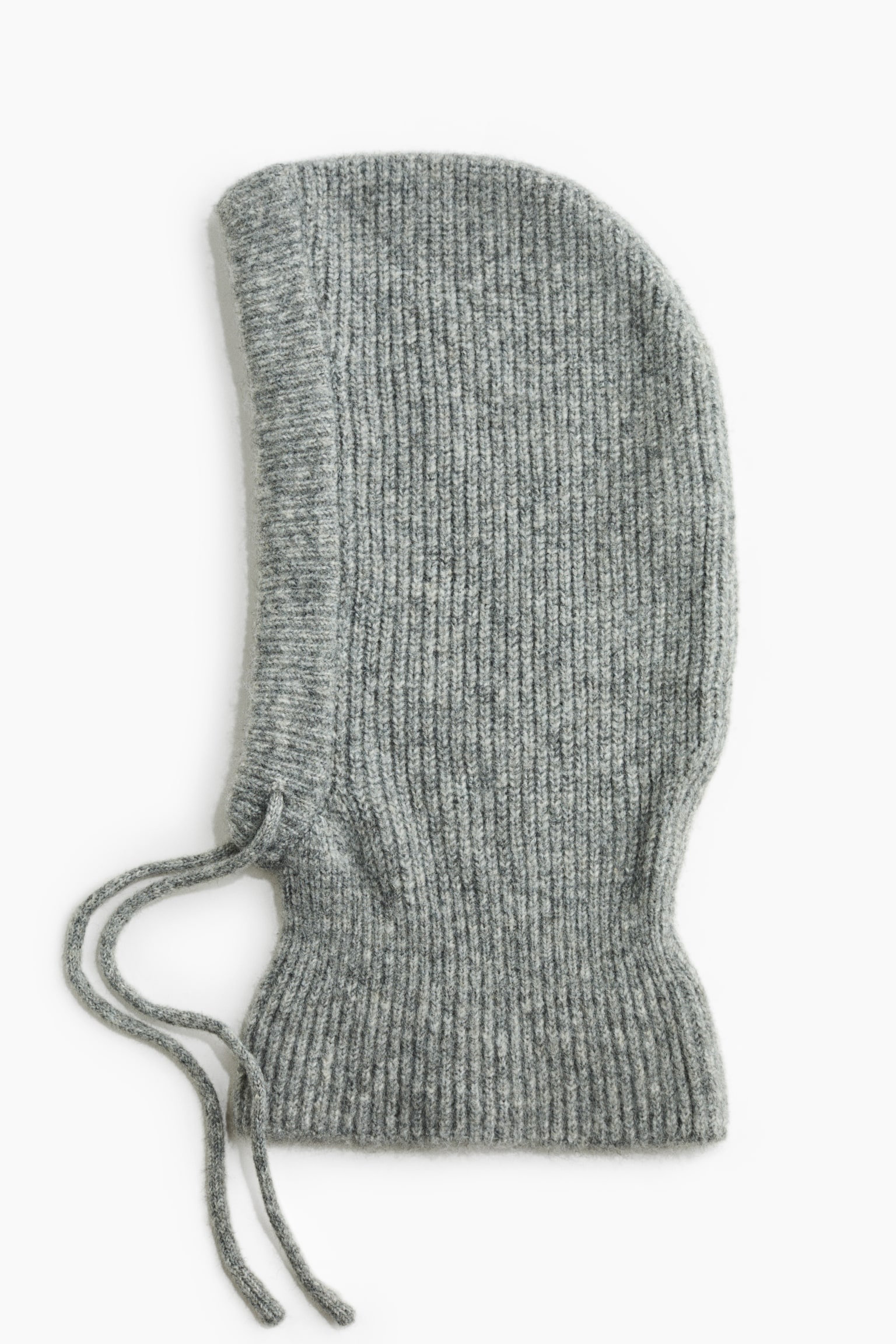 Женская балаклава H&M Rib-Knit Balaclava, цвет: Серый меланжевый — фото 1