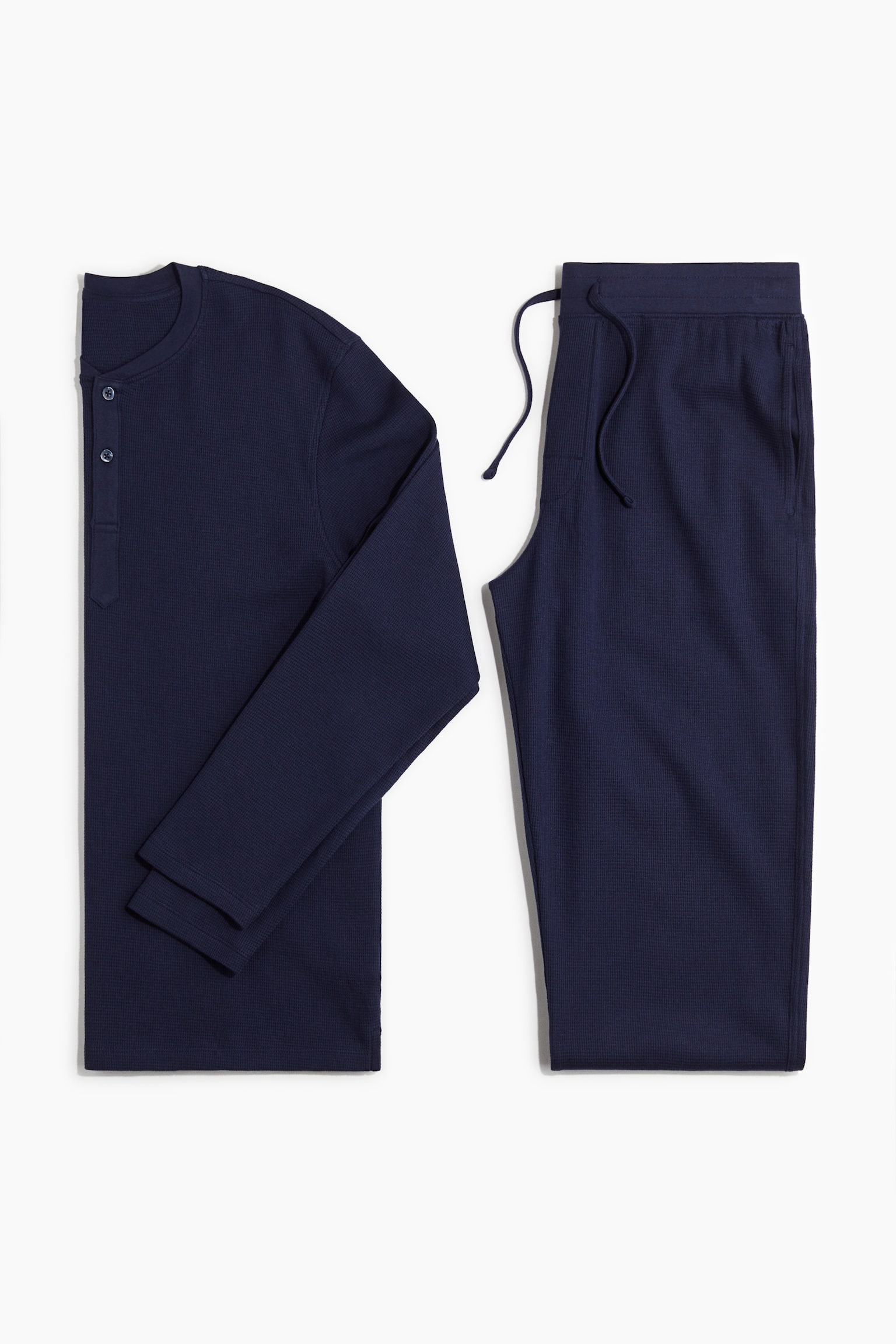 Regular Fit Waffled pyjamas - Navy blue/Grey marl - 2