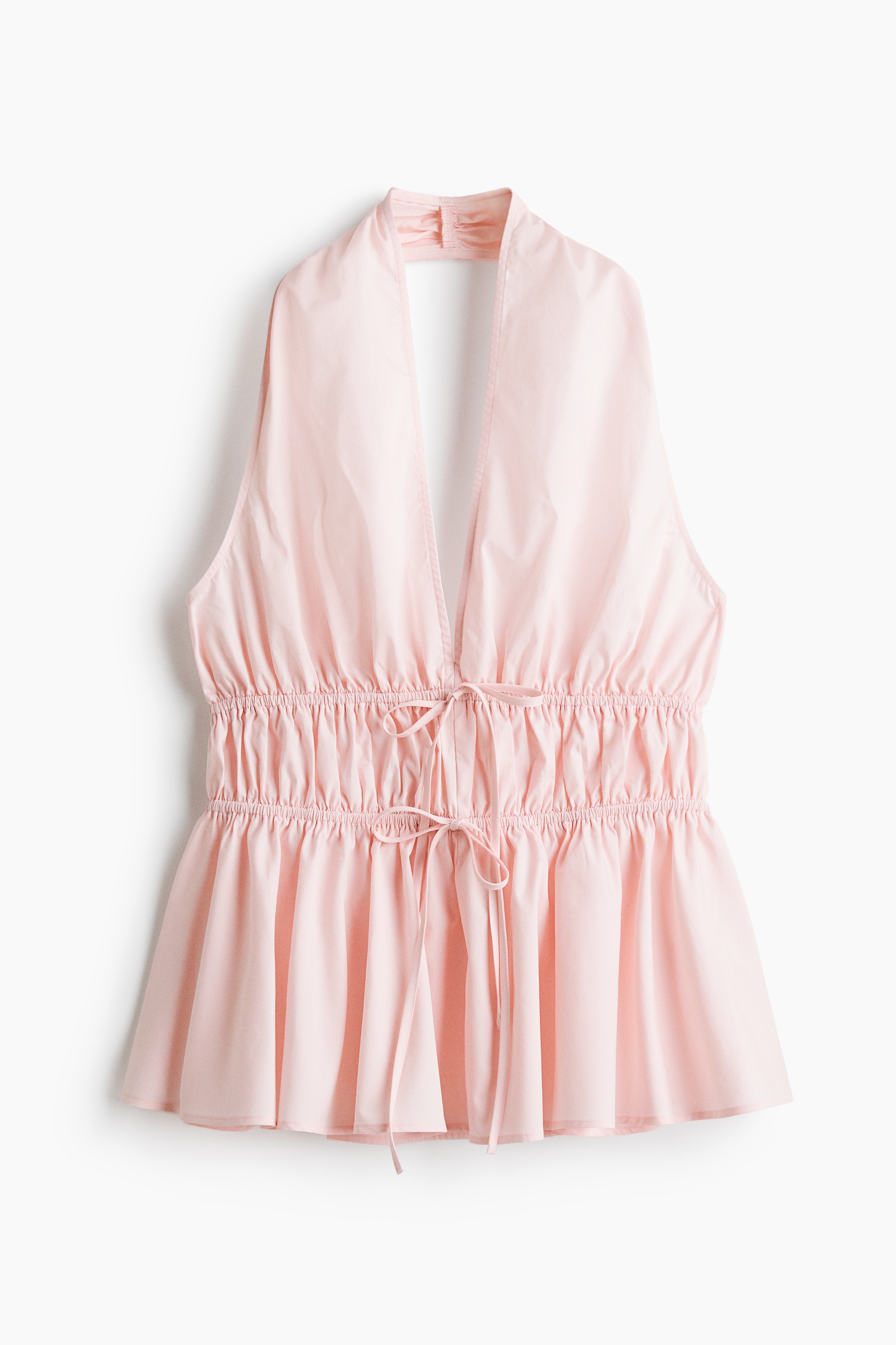 Haltertop met peplum - Lichtroze/Wit/Zwart