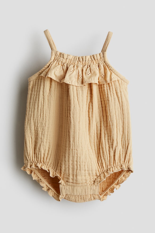 Cotton muslin romper suit - Beige - 1