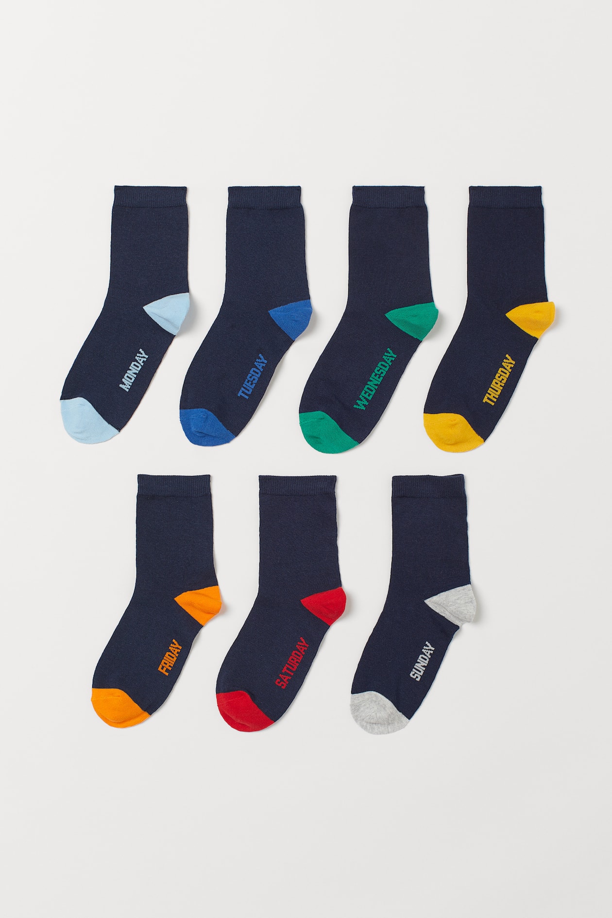 7-pack Socks - Dark blue/days of the week - Kids | H&M US