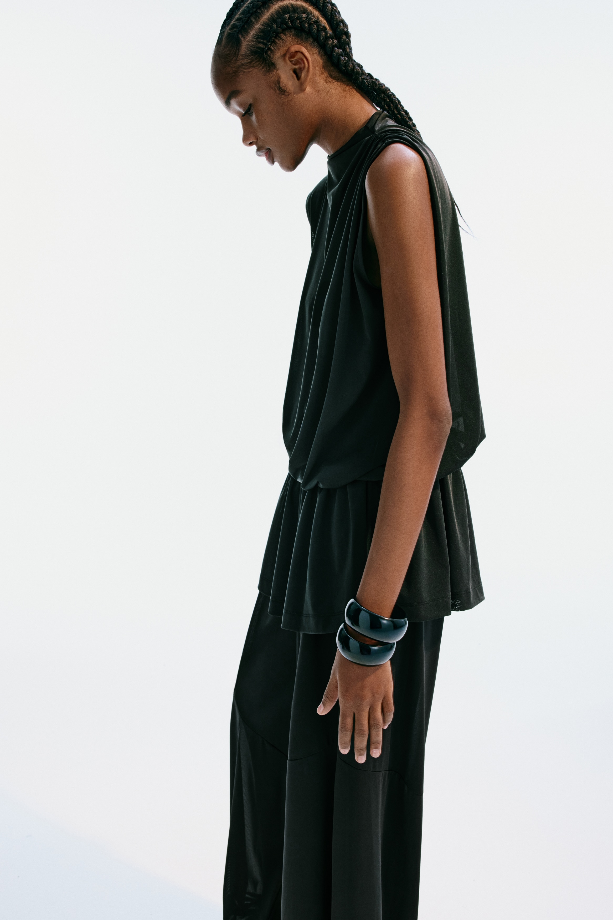Women's Black Asymmetric Draped Top | H&M US