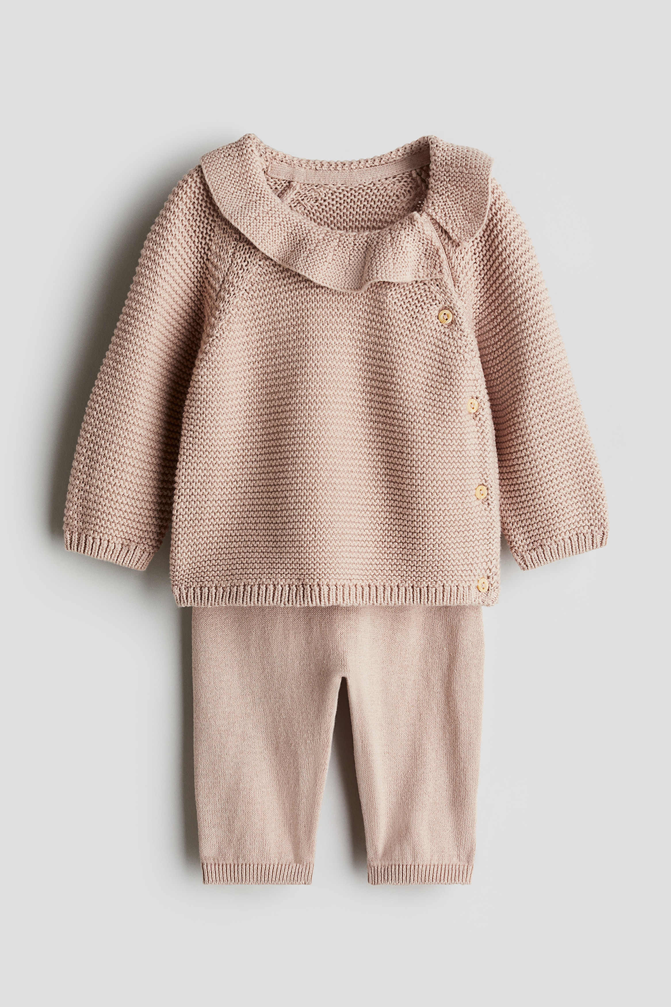 Puderrosa 2-delat stickat set i bomull - Size: 50 (0-1M) - H&M